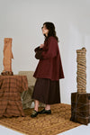 AVIVA JIFEI XUE 25 Autumn/Winter A-line Contrast Color Mac Jacket AJX-FW25-ALCMC-MRBWH-Madder Red
